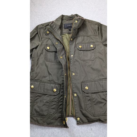 J.Crew Women's SM Downtown Field Jacket Mossy Brown/Green Utility Waxed Cotton - Picture 6 of 16
